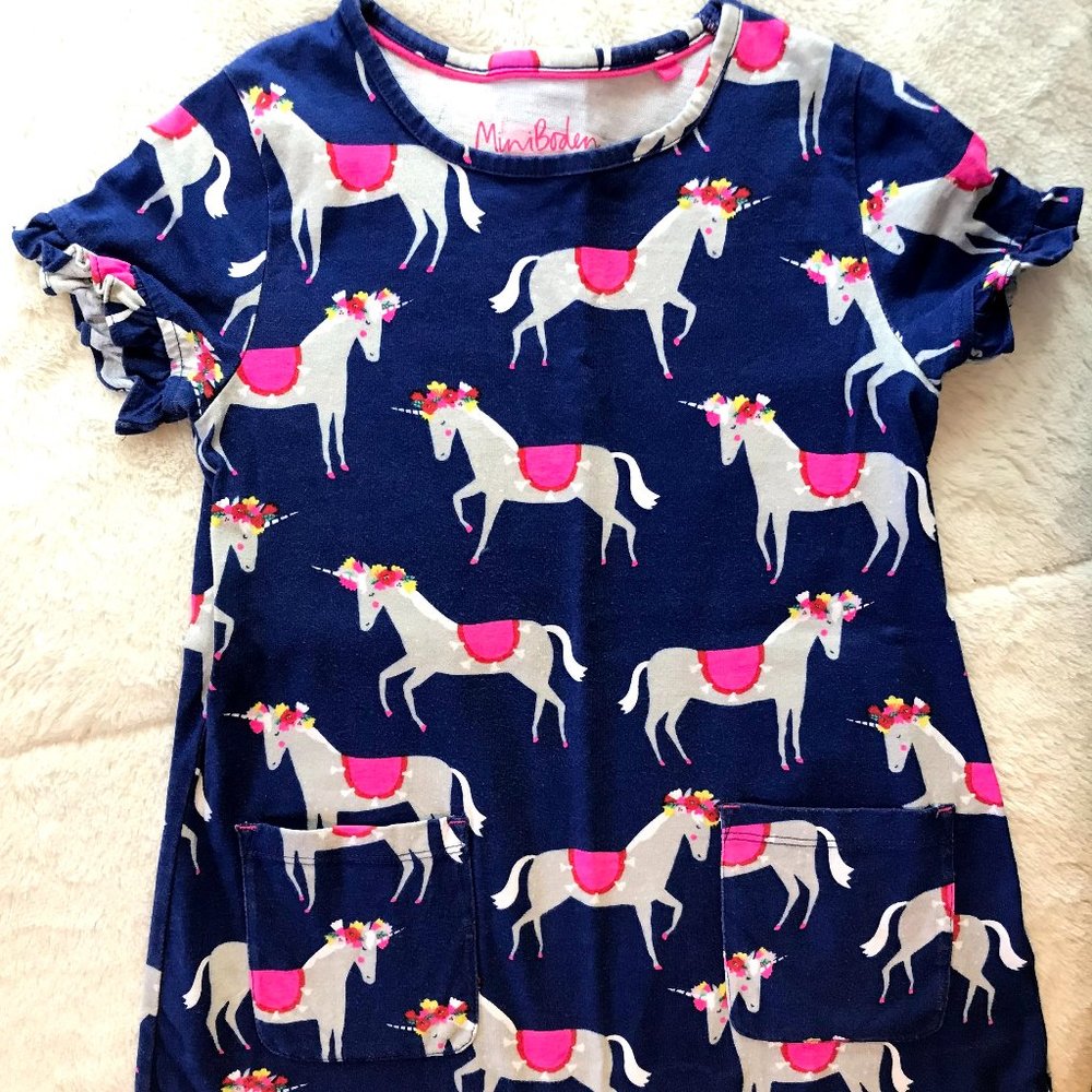 Mini Boden unicorn tunic dress, size 6-7